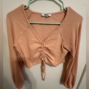 Women's Peach Ruched Crop Top